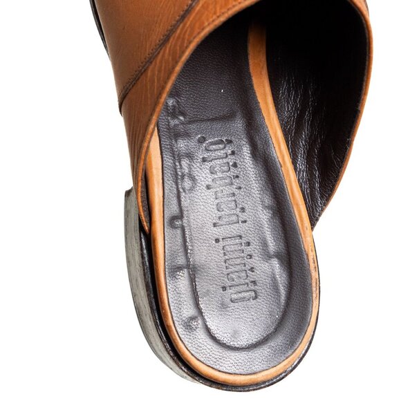 Vintage Gianni Barbato Mules Brown Leather Slip-On Western Italy EU 36.5 / US 6 - Picture 10 of 15